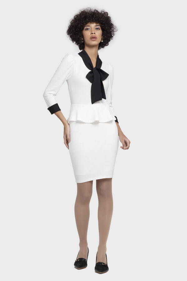 Ivory Scarf Peplum Dress