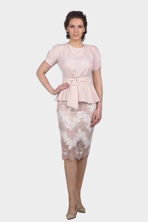 Pink Flare Belt Blouse