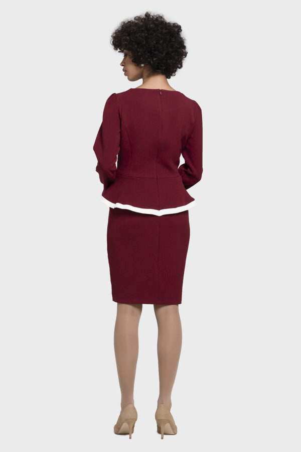 Button Bias Peplum Dress - Image 5