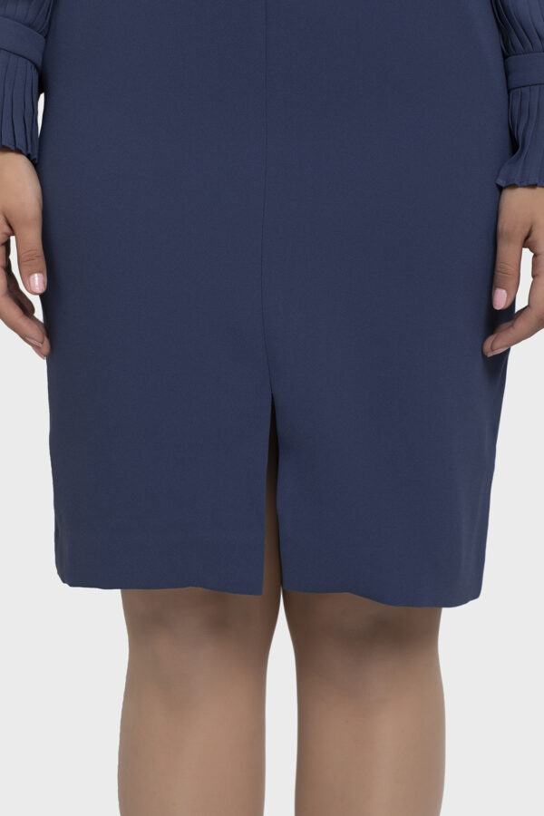 Blue Chiffon Pleated Sleeve Dress - Image 10