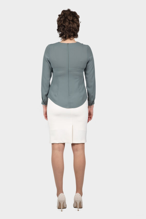 Khaki Draping Cowl Neck Blouse - Image 5
