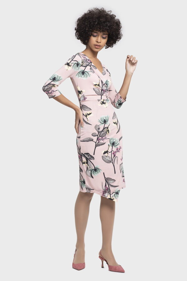Flower Silky Pink Dress - Image 2
