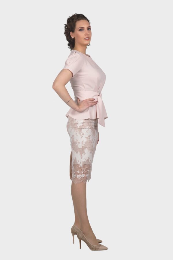 Pink Flare Belt Blouse - Image 6