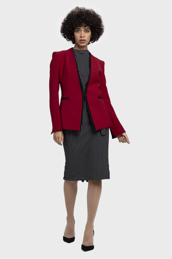 Red Lapel Cuff Jacket - Image 4