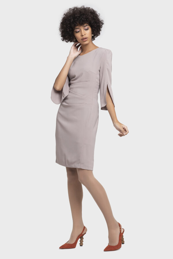Beige Slit Sleeves Dress - Image 2