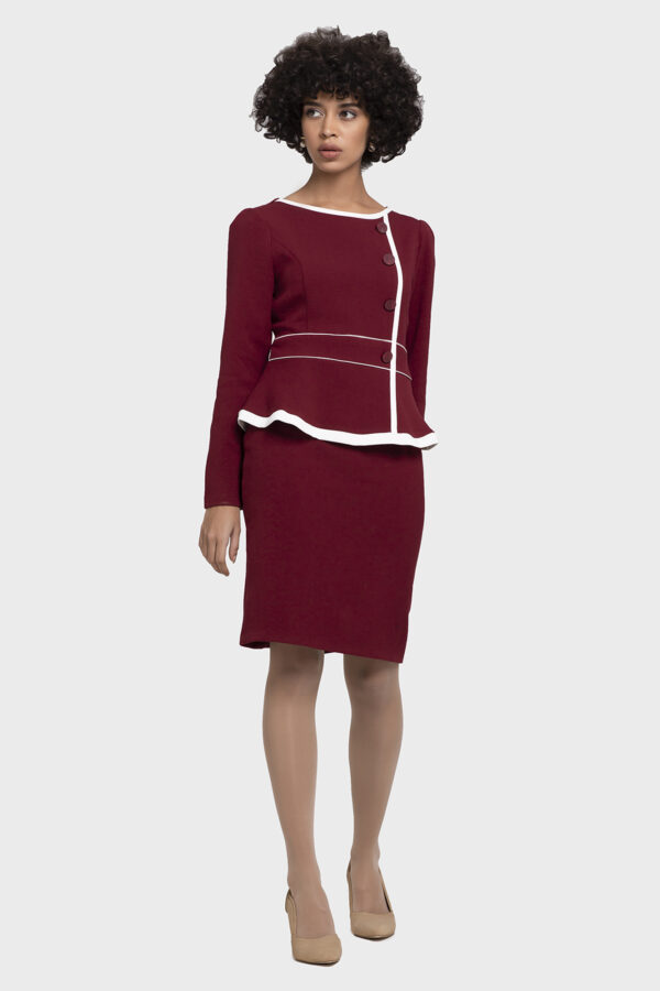 Button Bias Peplum Dress - Image 2