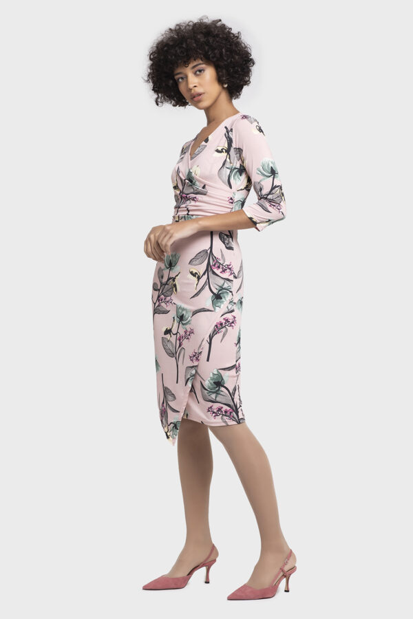 Flower Silky Pink Dress - Image 3