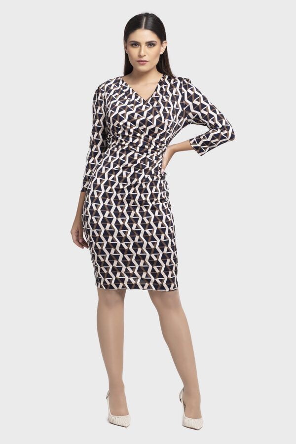 Misty Shirring Print Dress - Image 3