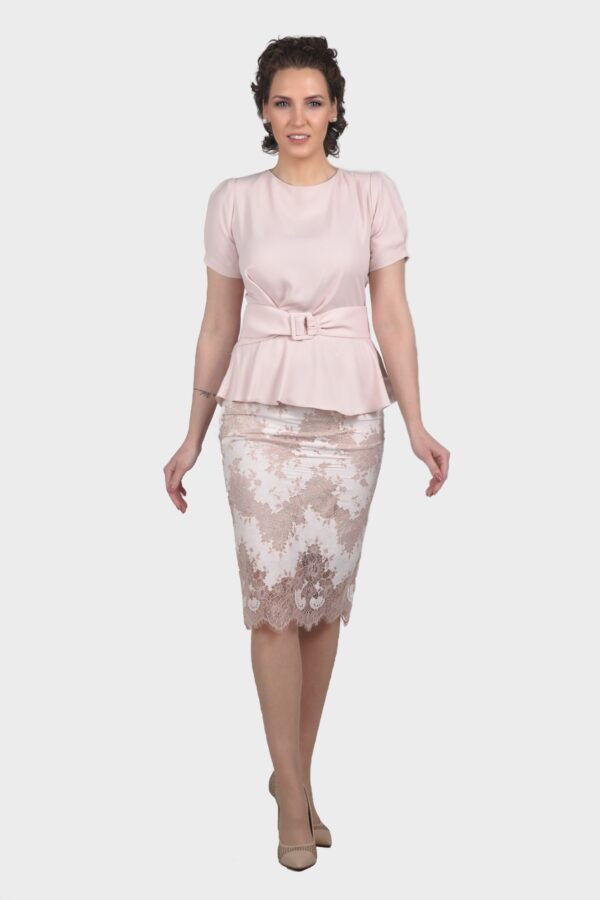 Pink Flare Belt Blouse - Image 4