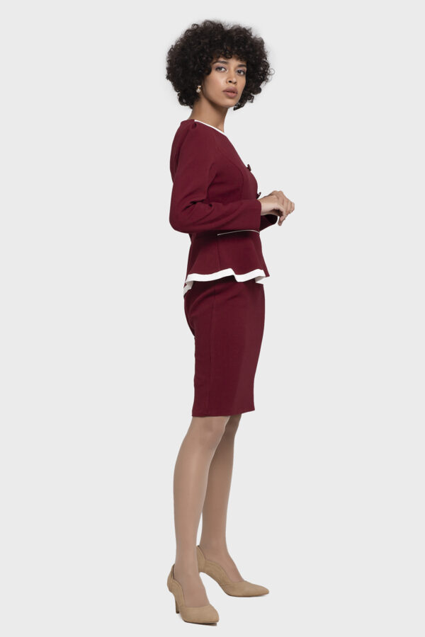 Button Bias Peplum Dress - Image 3