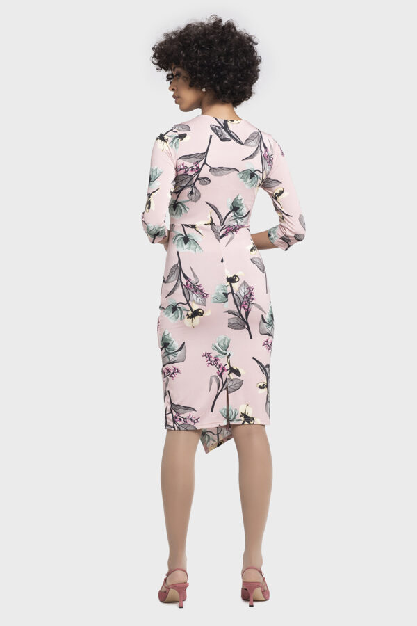 Flower Silky Pink Dress - Image 4