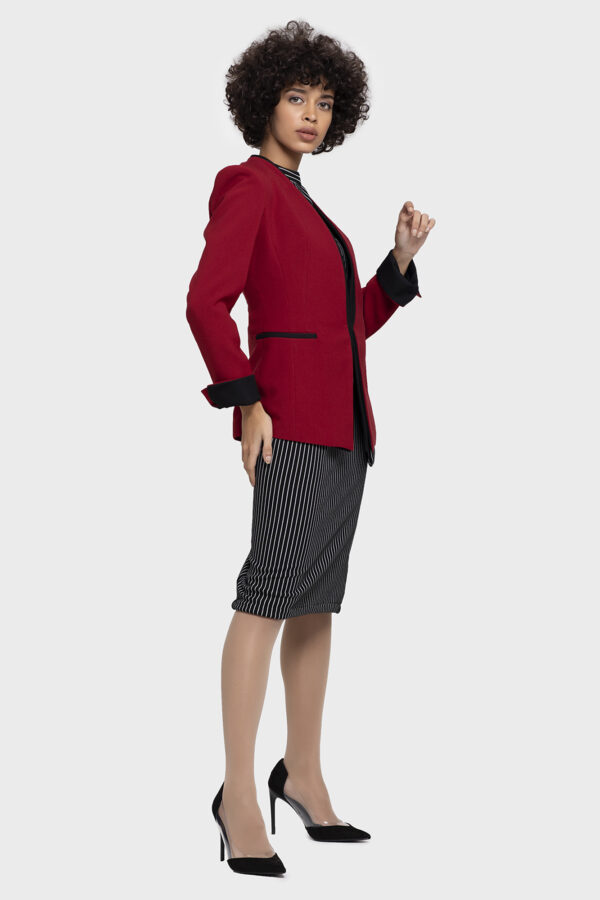 Red Lapel Cuff Jacket - Image 6