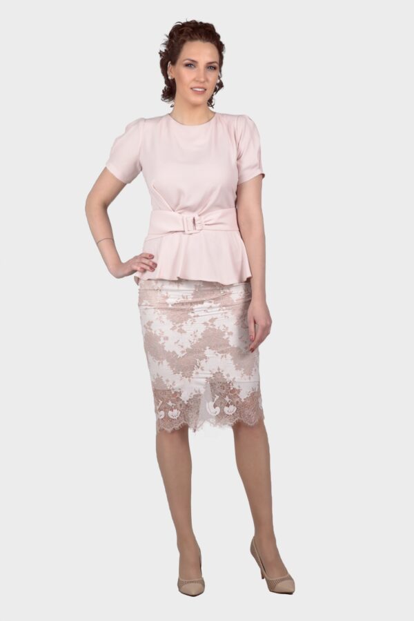 Pink Flare Belt Blouse - Image 3