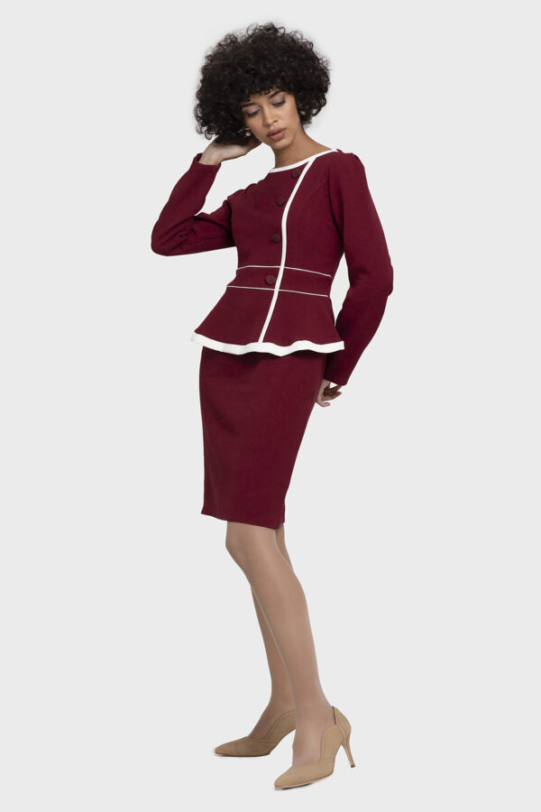 Button Bias Peplum Dress - Image 4