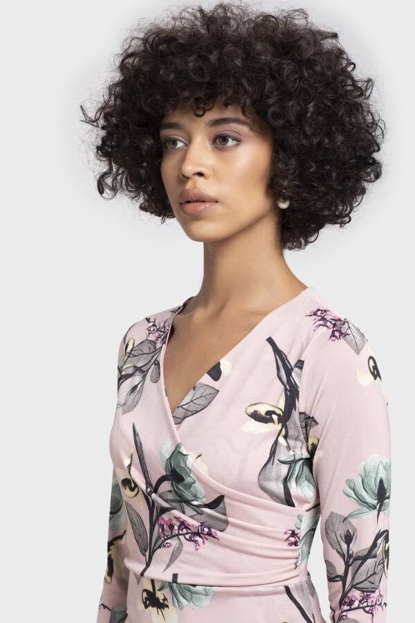 Flower Silky Pink Dress - Image 5