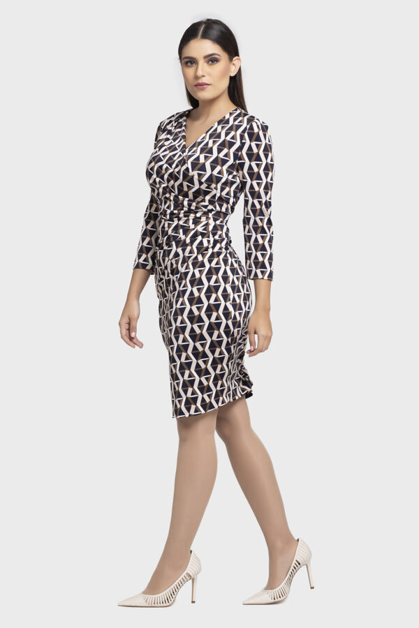 Misty Shirring Print Dress - Image 4