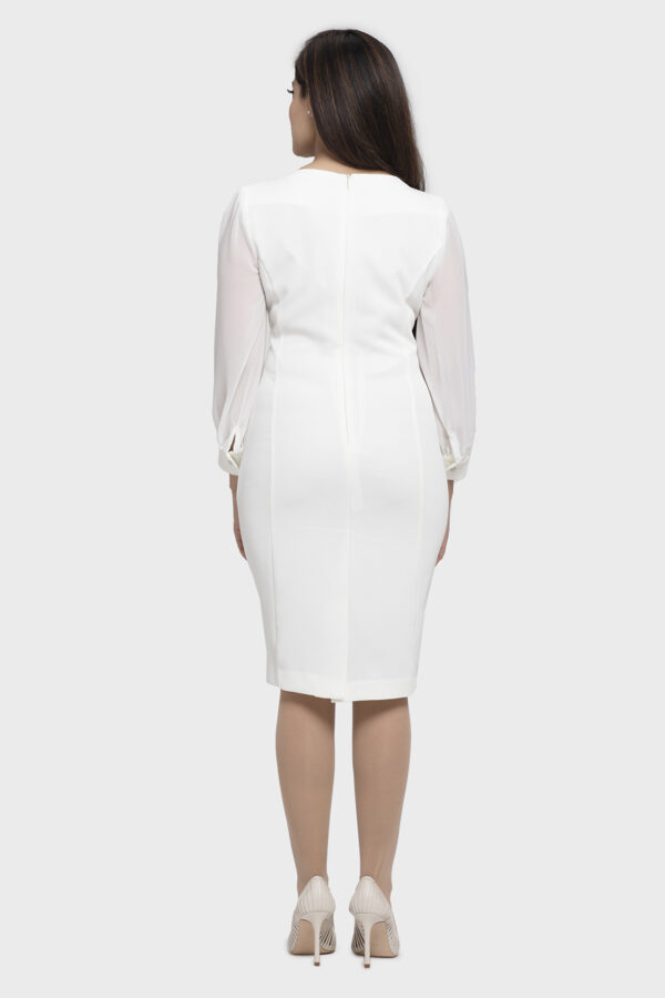 Ivory Chiffon Sleeves Dress - Image 3