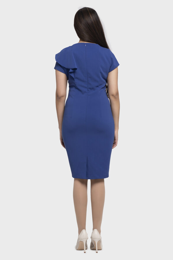 Blue Elena Ruffle Shirring Dress - Image 5