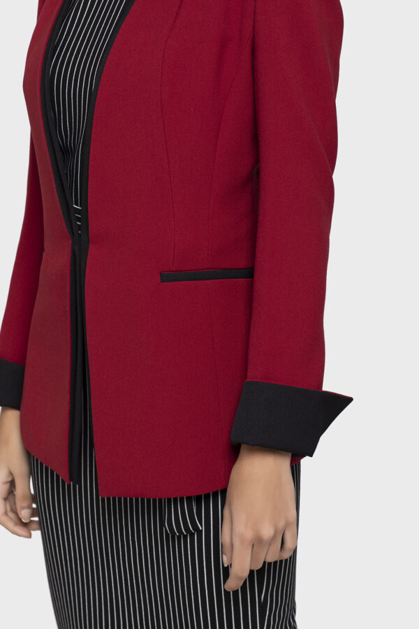 Red Lapel Cuff Jacket - Image 2