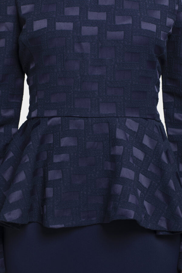 Satin Jacquard Peplum Dress - Image 7