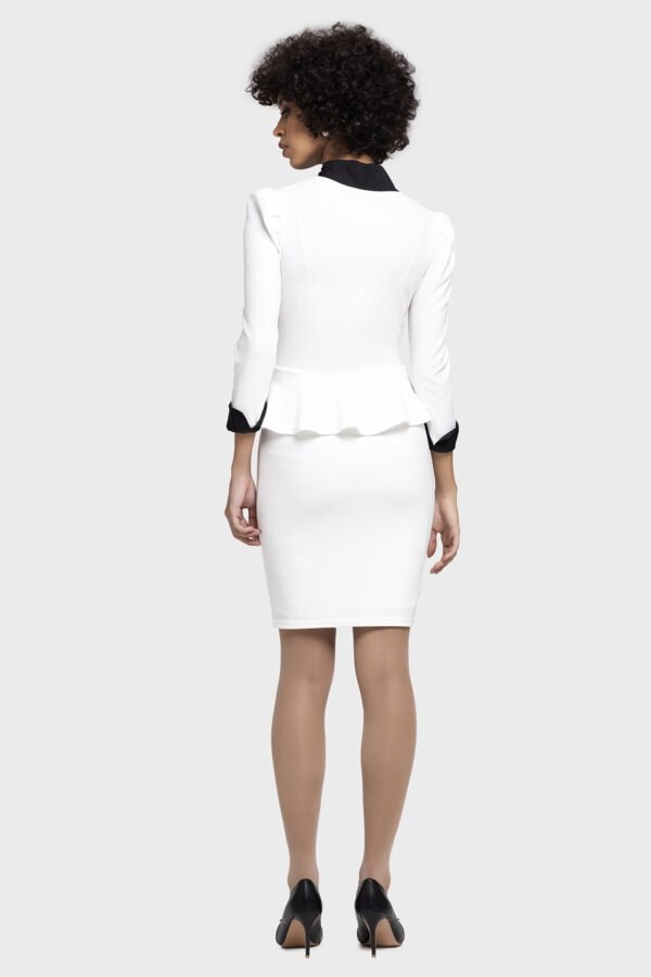 Ivory Scarf Peplum Dress - Image 3