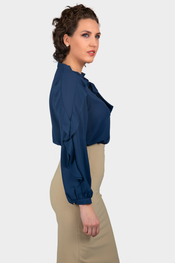 Sleeve Ruffled Tie Neck Blouse - Image 3