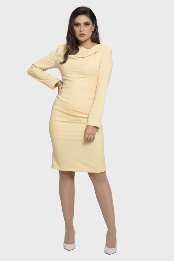 Cowl Neck Drape Shearing Dress - Image 5
